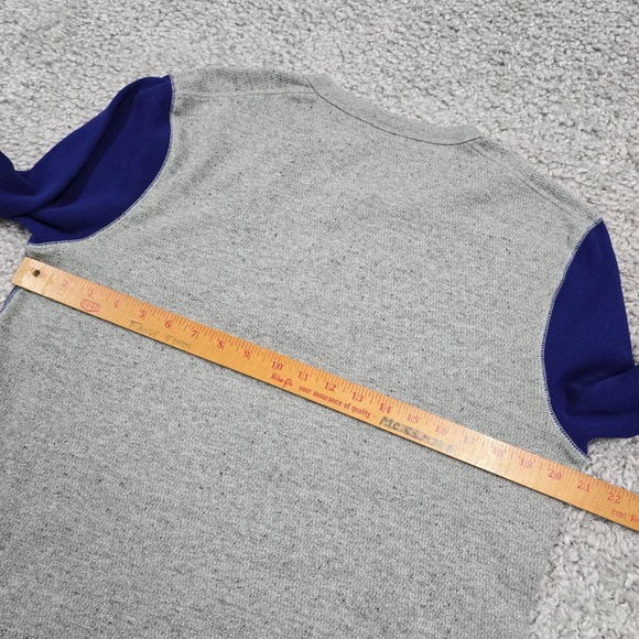 J.Crew Mens Waffle Knit Henley Shirt Medium Gray Blue Oarsman Thermal - Picture 8 of 11